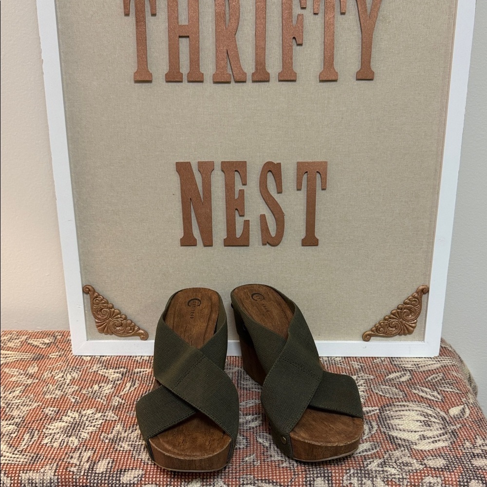 Olive Green Wedge Sandals